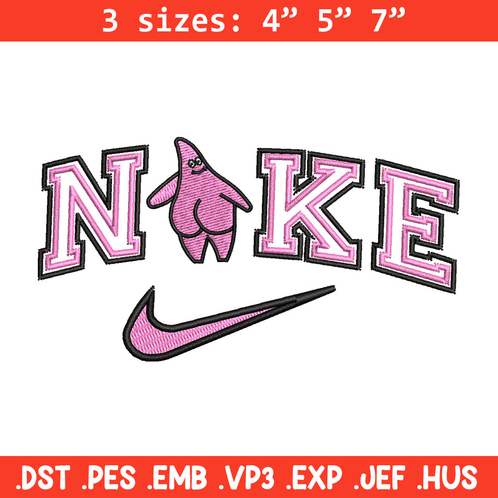 Nike patrick embroidery design, Spongebob embroidery, Nike design, Embroidery file, Embroidery shirt, Digital download.jpg