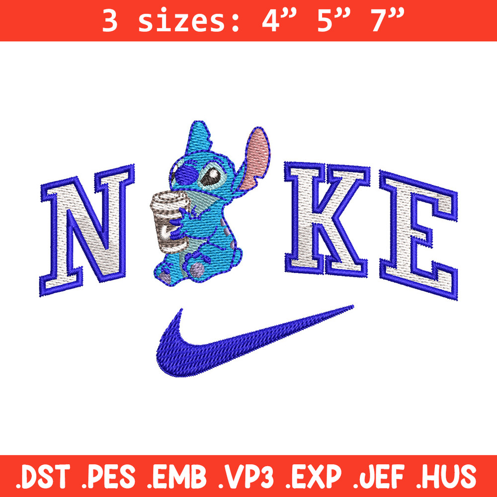 Nike stitch coffee embroidery design, Stitch embroidery, Nike design,Embroidery shirt, Embroidery file, Digital download.jpg