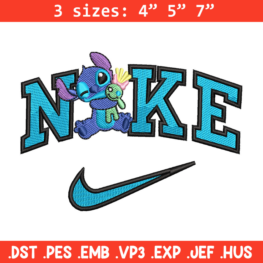 Nike stitch cute embroidery design, Stitch embroidery, Nike design, Embroidery shirt, Embroidery file, Digital download.jpg