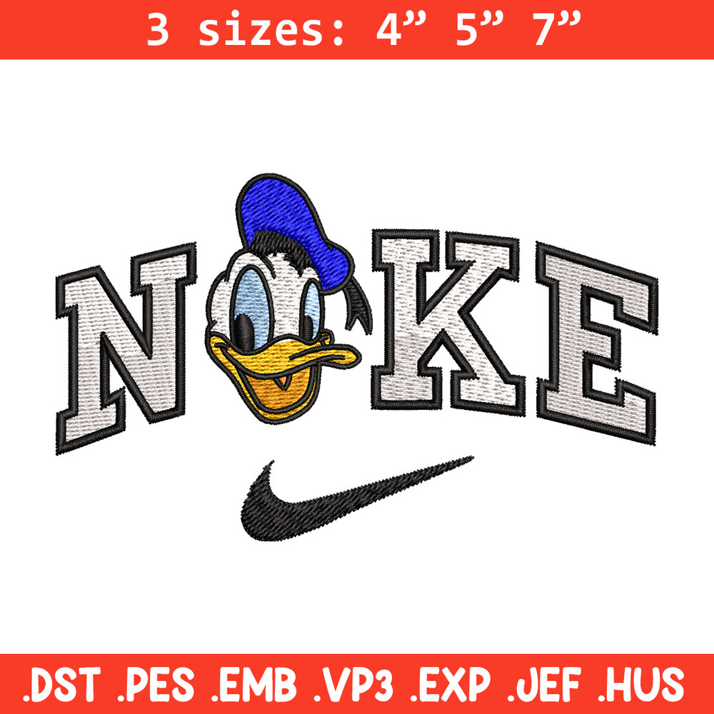 Nike x duck embroidery design, Disney embroidery, Nike design, Embroidery shirt, Embroidery file, Digital download.jpg
