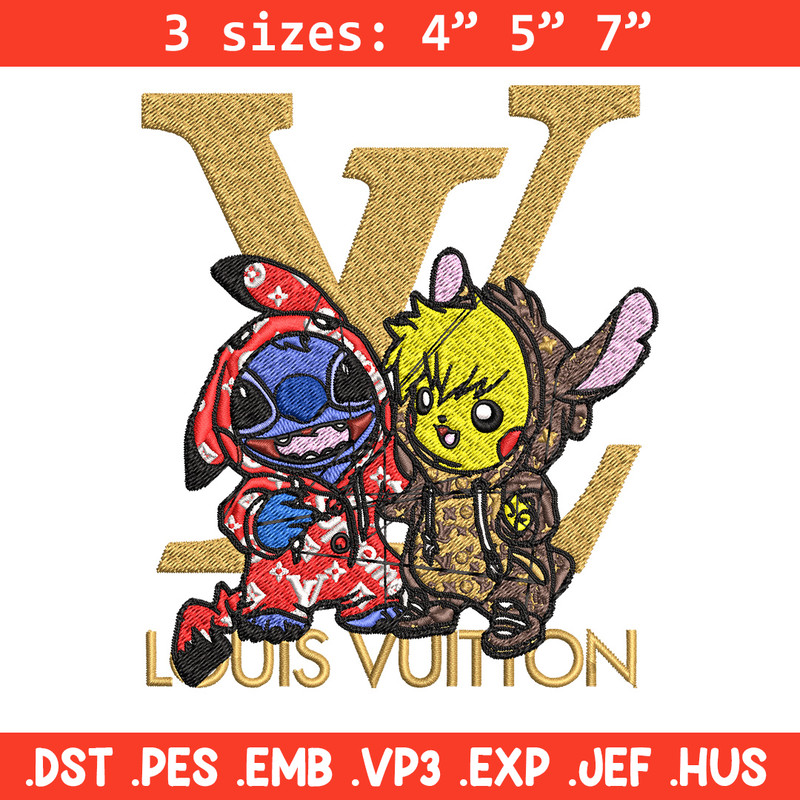 Pikachu x stitch lv Embroidery Design, LV Embroidery, Embroidery File, Logo shirt, Sport Embroidery, Digital download.jpg