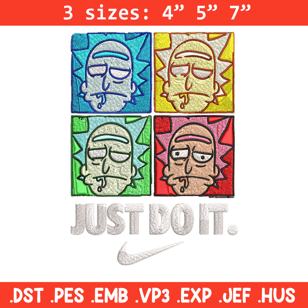 Rick and Morty x Just Rick It Embroidery design, Cartoon Embroidery, Nike design, Embroidery file, Instant download.jpg