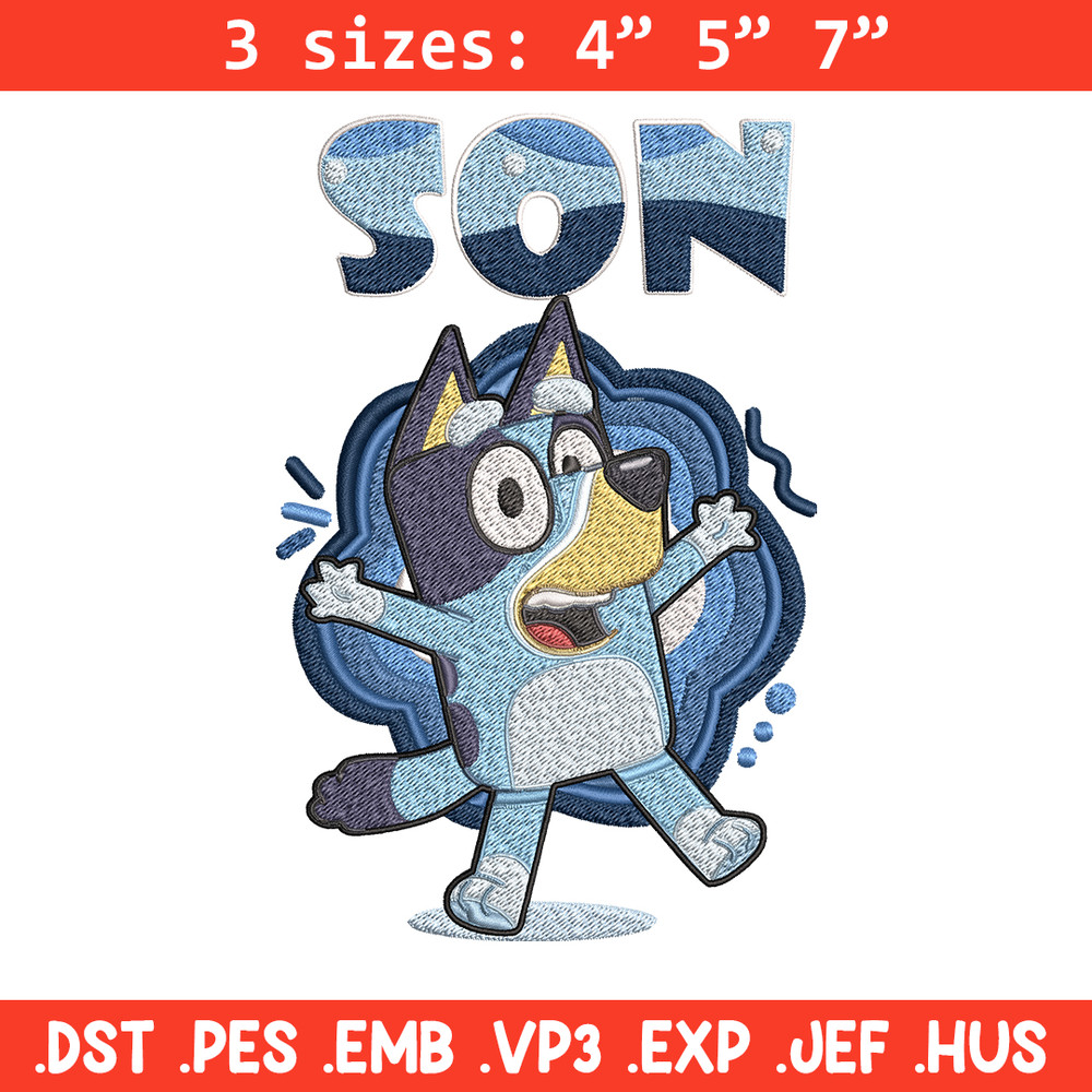 Son Bluey Embroidery, Bluey Cartoon Embroidery, cartoon Embroidery, cartoon shirt, Embroidery File, Instant download..jpg