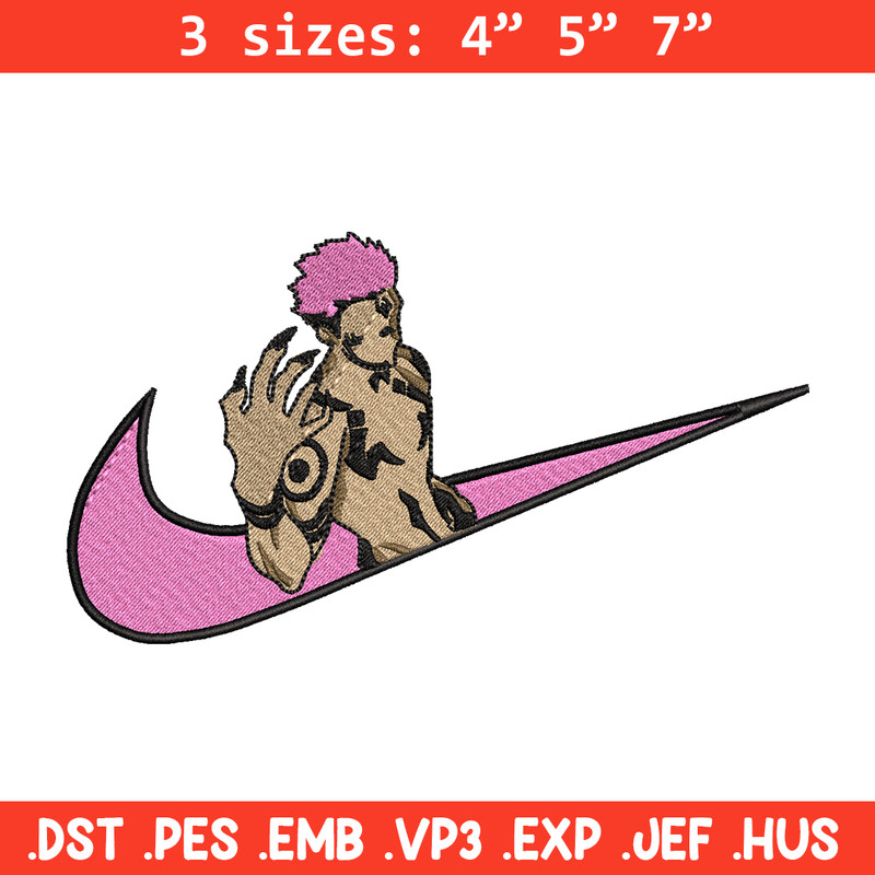 Sukuna Nike embroidery design, Jujutsu kaisen embroidery, Nike design, anime design, anime shirt, Digital download.jpg