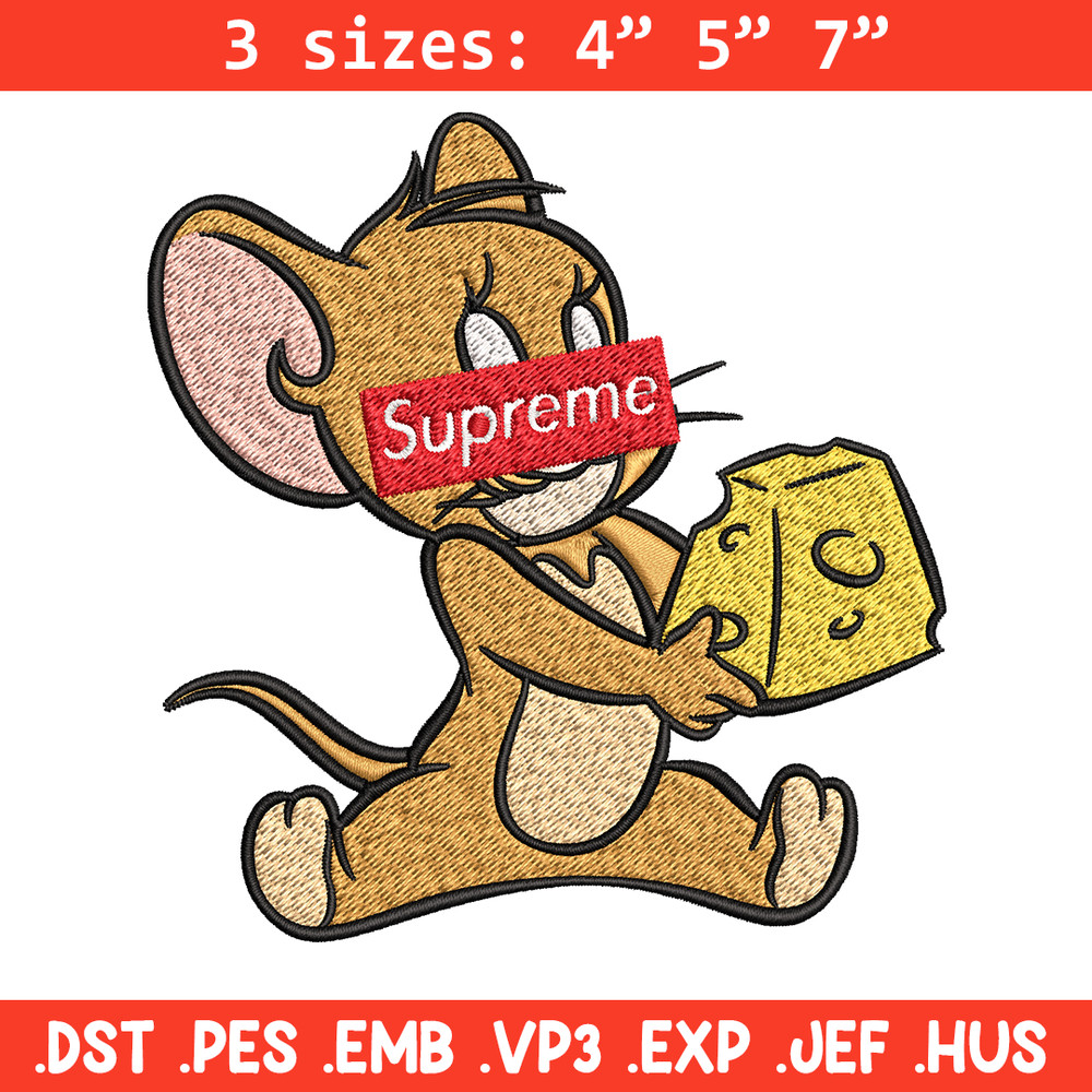 Supreme Cartoon Jerry Embroidery design, Disney cartoon Embroidery, cartoon design, Embroidery File, Digital download.jpg