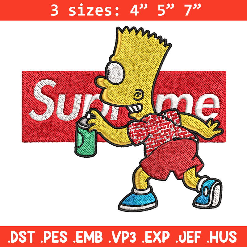 Supreme Simpson Embroidery design, Simpson cartoon Embroidery, cartoon design, Embroidery File, Digital download..jpg