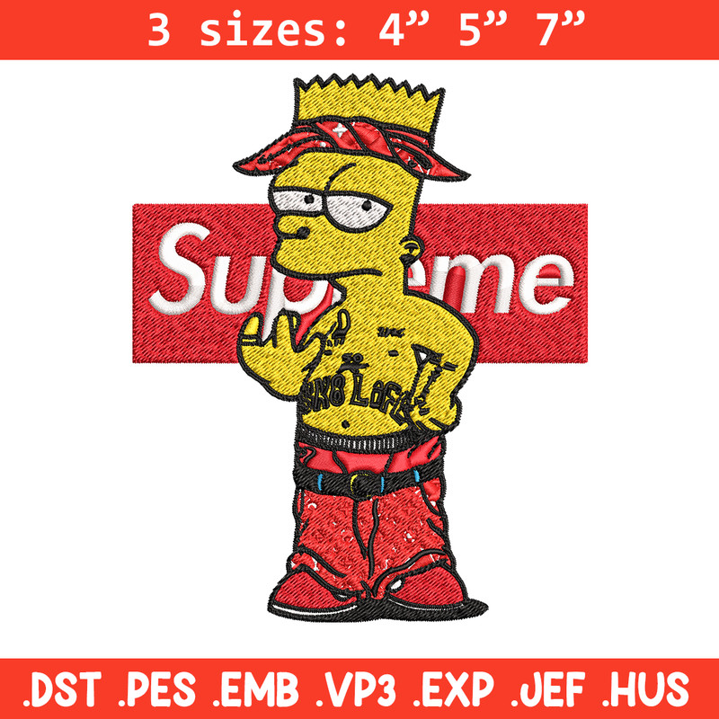Supreme Simpson Embroidery design, Simpson Embroidery, cartoon design, Embroidery File, cartoon shirt, Digital download..jpg