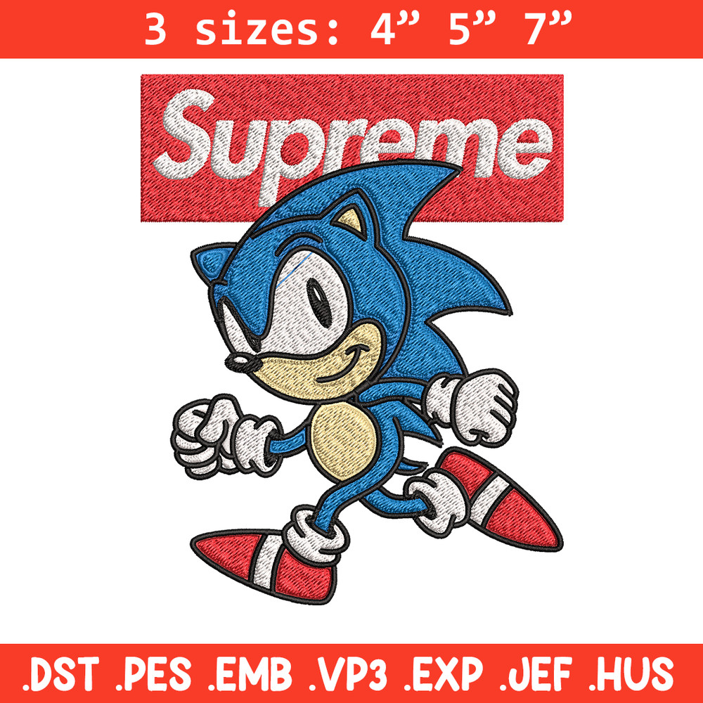 Supreme Sonic Embroidery design, Supreme Sonic Embroidery, cartoon design, Embroidery File, Instant download..jpg