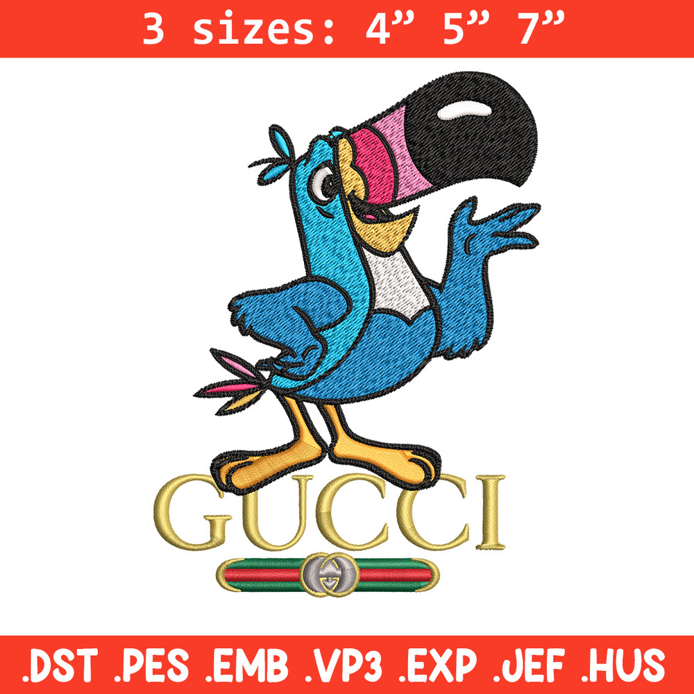 Toucan Sam Gucci Embroidery design, Toucan Sam Embroidery, cartoon design, Embroidery File, Gucci logo, Instant download.jpg