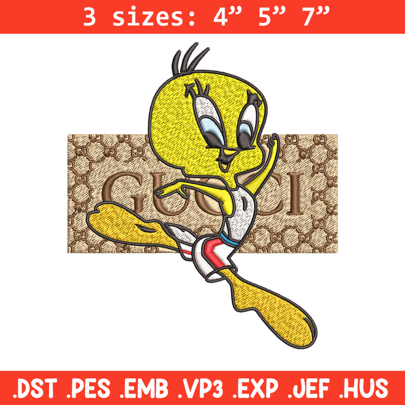 Tweety Gucci Embroidery design, Tweety Gucci cartoon Embroidery, cartoon design, Embroidery File, Digital download..jpg
