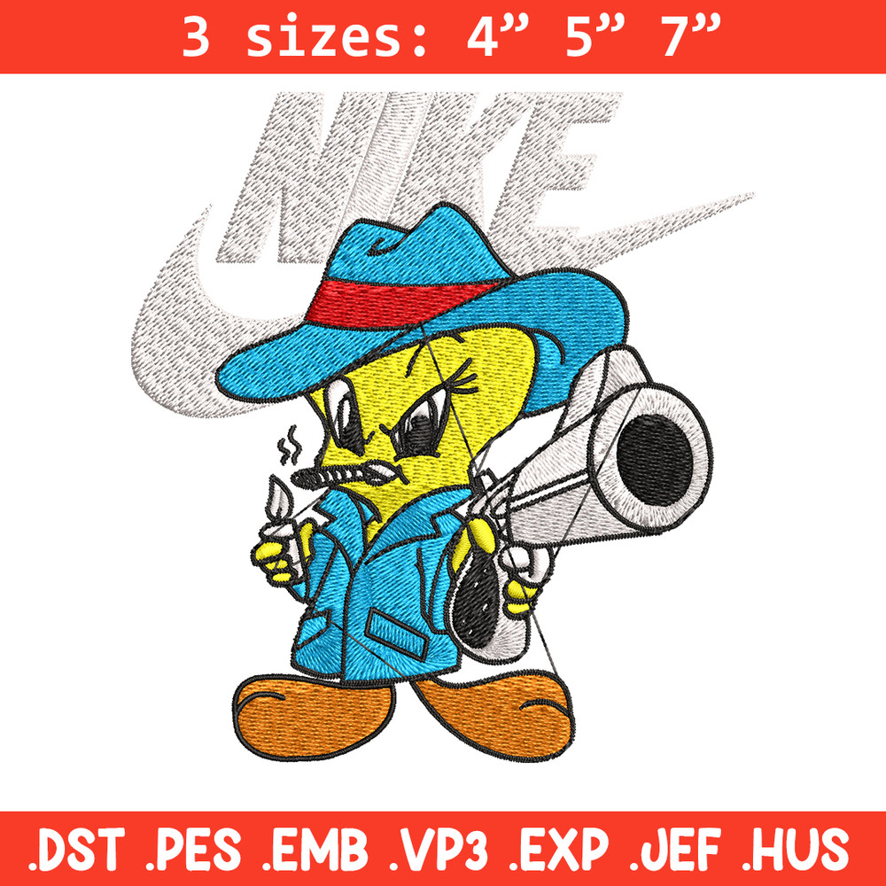 Tweety Nike Embroidery design, Tweety Nike Embroidery, Nike design, Embroidery file, cartoon shirt, Instant download..jpg