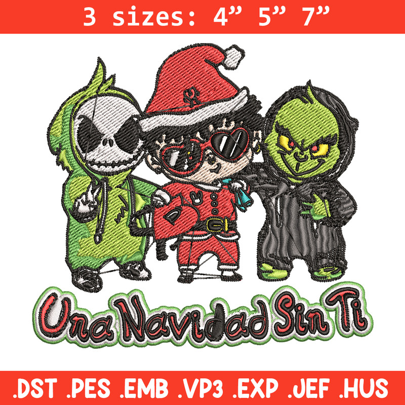Una Navidad Sin Ti Grinch Embroidery design, Grinch christmas Embroidery, logo design, Embroidery File, Instant download.jpg