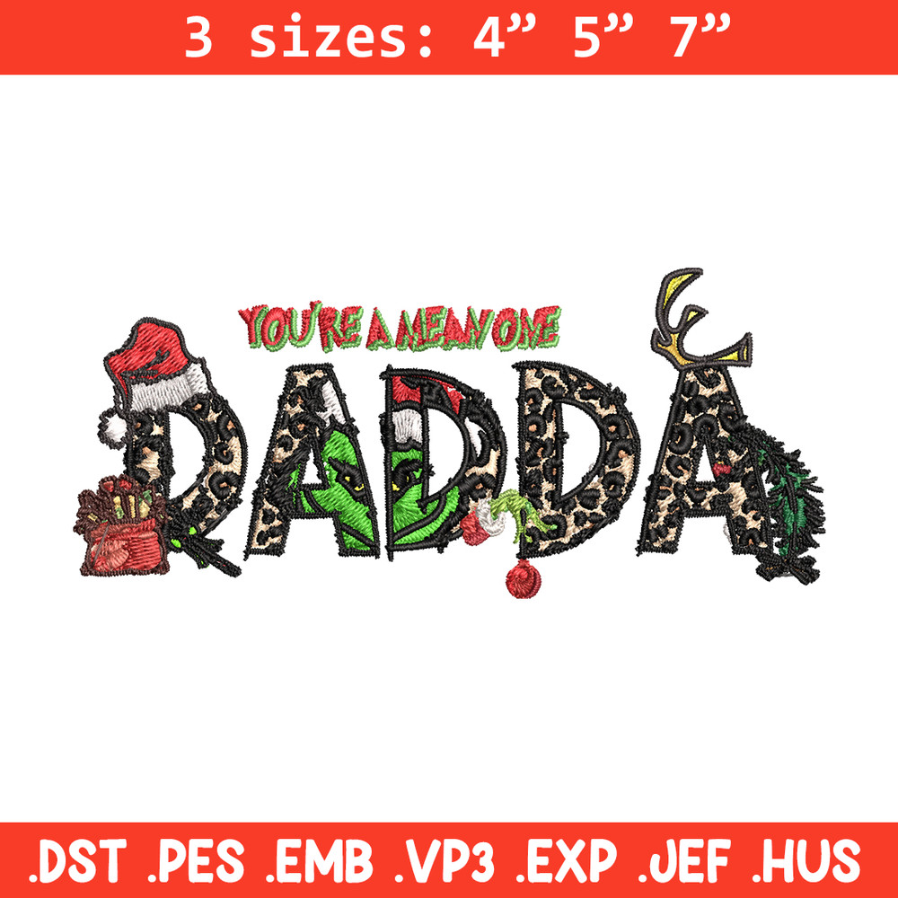 You're One Mean Dadda Grinch Christmas Embroidery design, Grinch Christmas Embroidery, Grinch design, Digital download..jpg