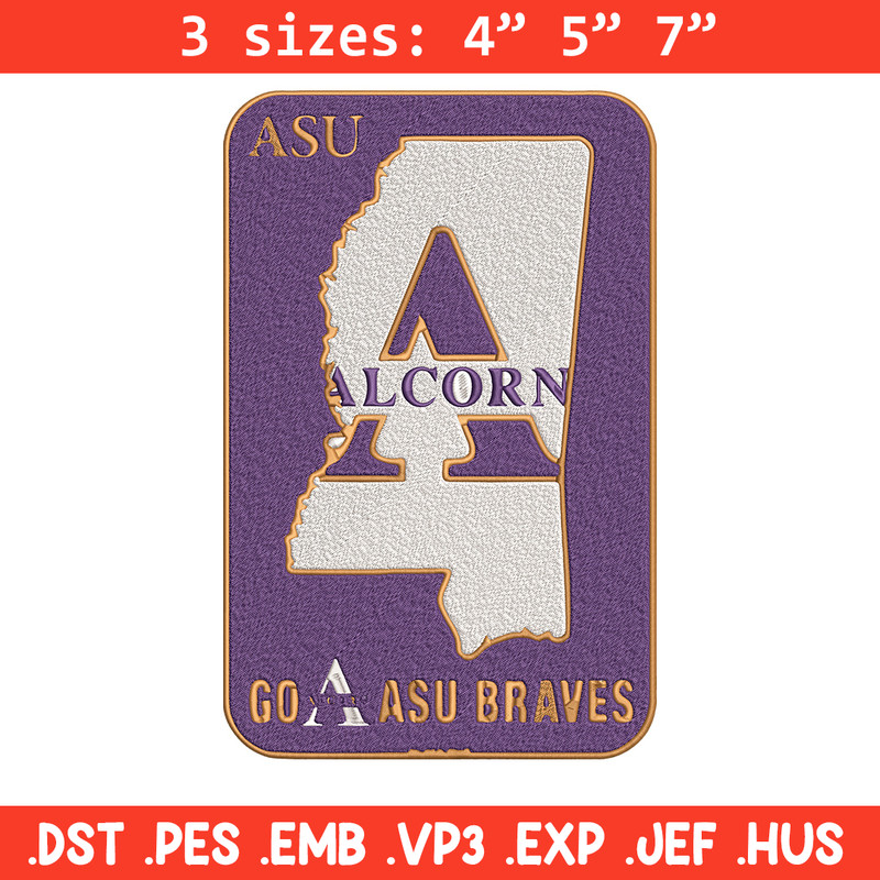 Alcorn State logo embroidery design, Logo embroidery, Sport embroidery, logo sport embroidery, Embroidery design.jpg