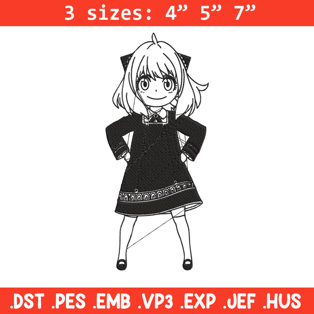 Anya Forger Embroidery Design, Spy x family Embroidery, Embroidery File, Anime Embroidery, Anime shirt, Digital download.jpg