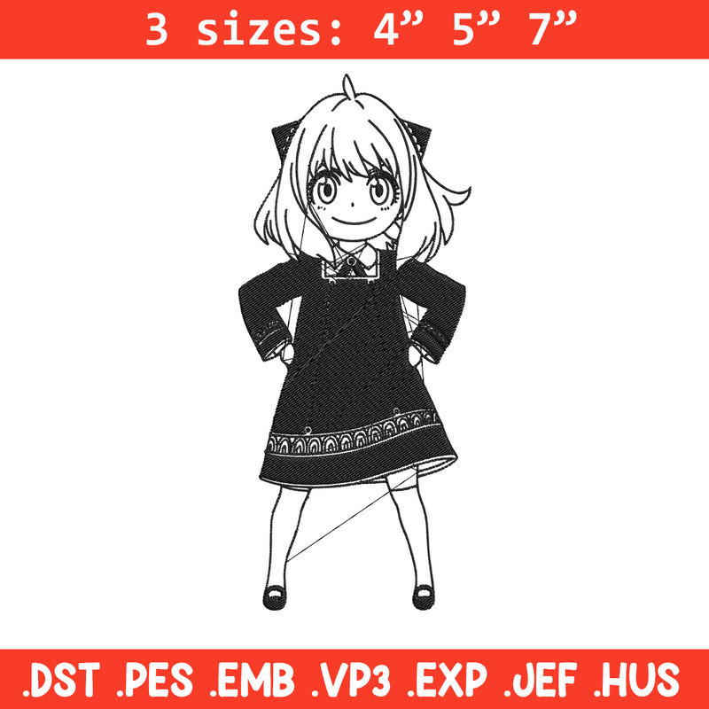 Anya Forger Embroidery Design, Spy x family Embroidery, Embroidery File, Anime Embroidery, Anime shirt, Digital download.jpg