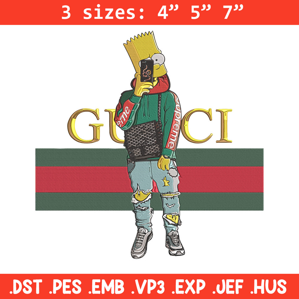 Bart Simpson Embroidery Design, Simpson Embroidery, Embroidery File, Anime Embroidery, Gucci shirt, Digital download.jpg