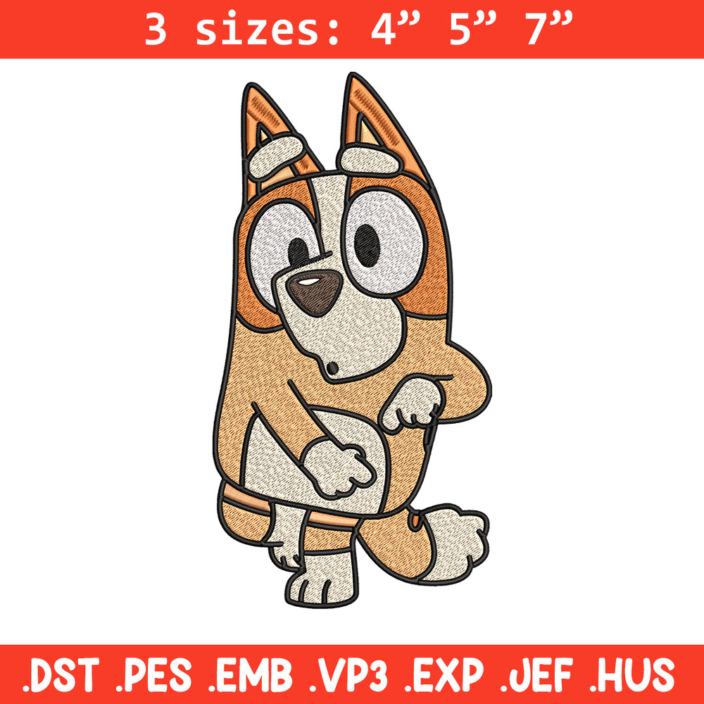 Bingo Heeler Embroidery, Bluey cartoon Embroidery, Embroidery File, cartoon design, cartoon shirt, Digital download..jpg