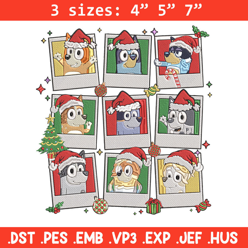 Bluey chrismas Embroidery Design, Bluey Embroidery, Embroidery File, Anime Embroidery, Anime shirt, Digital download.jpg