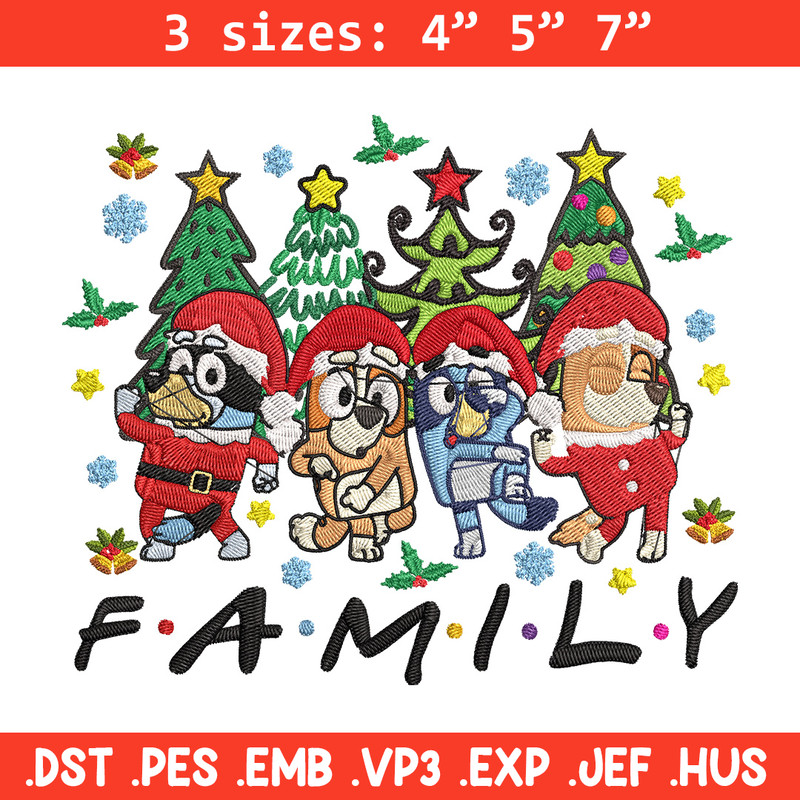 Bluey family Embroidery Design, Bluey Embroidery, Embroidery File, Chrismas Embroidery, Anime shirt, Digital download..jpg