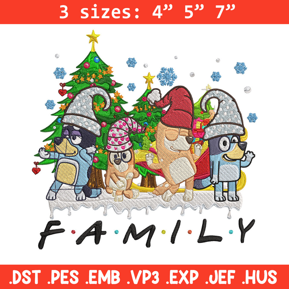 Bluey family Embroidery Design, Bluey Embroidery, Embroidery File, Chrismas Embroidery, Anime shirt, Digital download.jpg