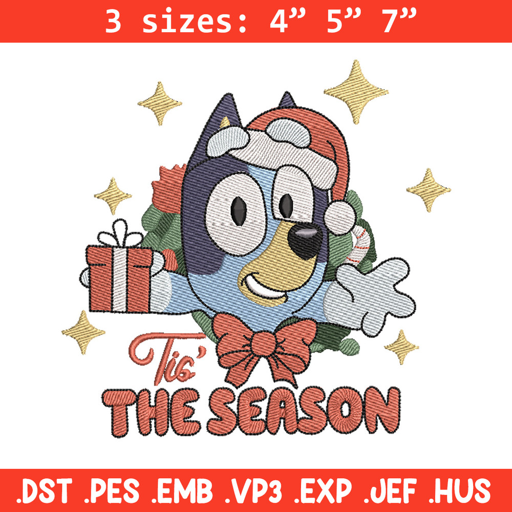 Bluey gift embroidery design, Bluey embroidery, Chrismas design, Embroidery file, Embroidery shirt, Digital download.jpg