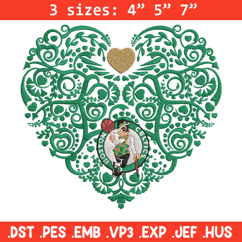 Boston Celtics heart embroidery design, NBA embroidery, Sport embroidery, Logo sport embroidery, Embroidery design.jpg