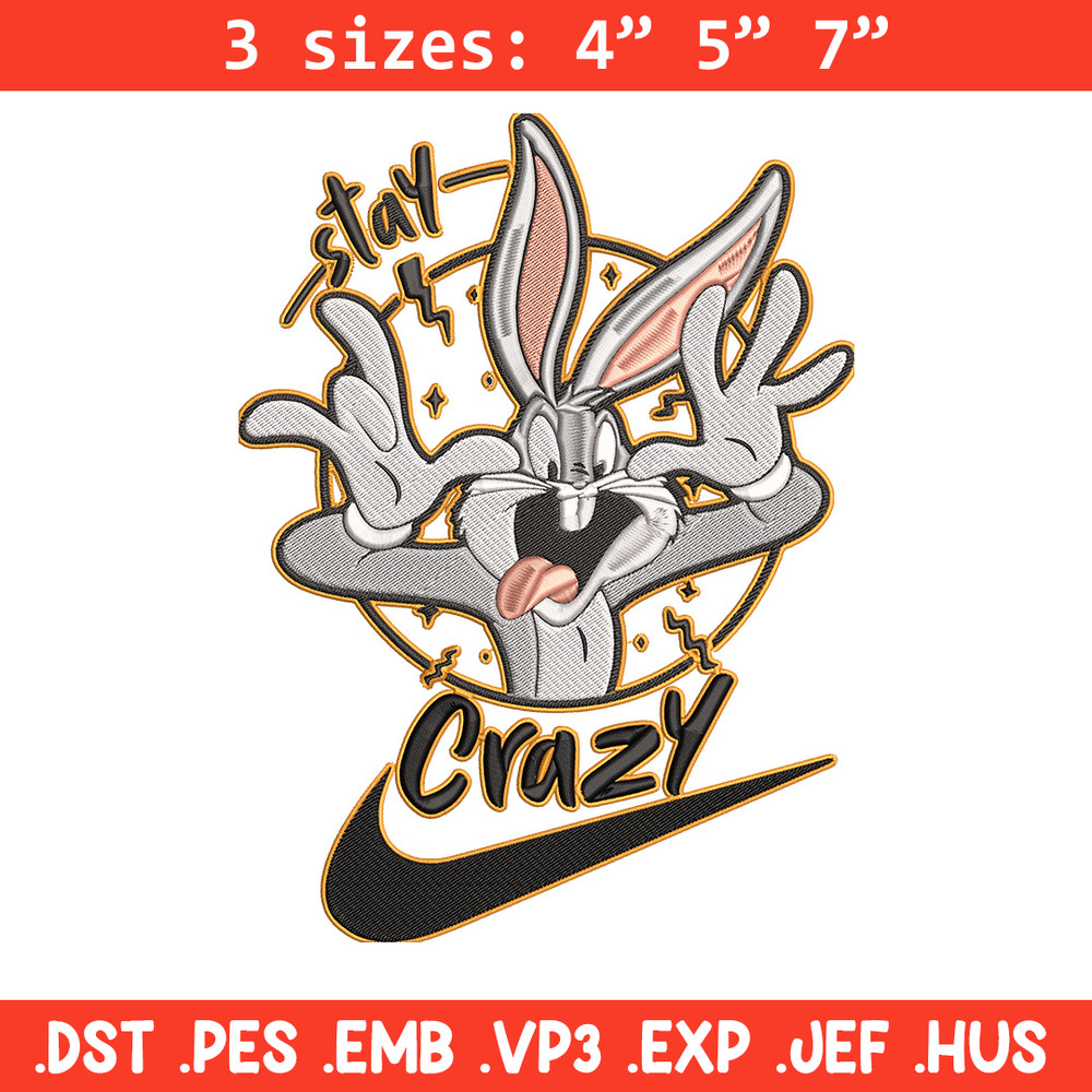 Bugs Bunny Embroidery Design, Looney Tunes Embroidery, Embroidery File, Nike Embroidery, Anime shirt, Digital download.jpg