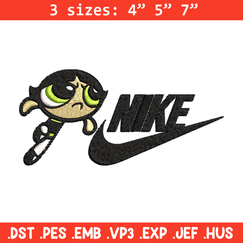 Buttercup Nike Embroidery design, Powerpuff Girls cartoon Embroidery, Nike design, Embroidery file, Instant download..jpg