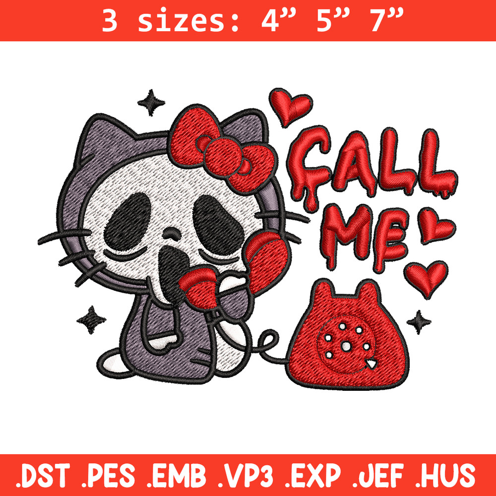 Call Me Scream Hello Kitty Embroidery design, Hallokitty Embroidery, cartoon design, Embroidery File, Digital download..jpg