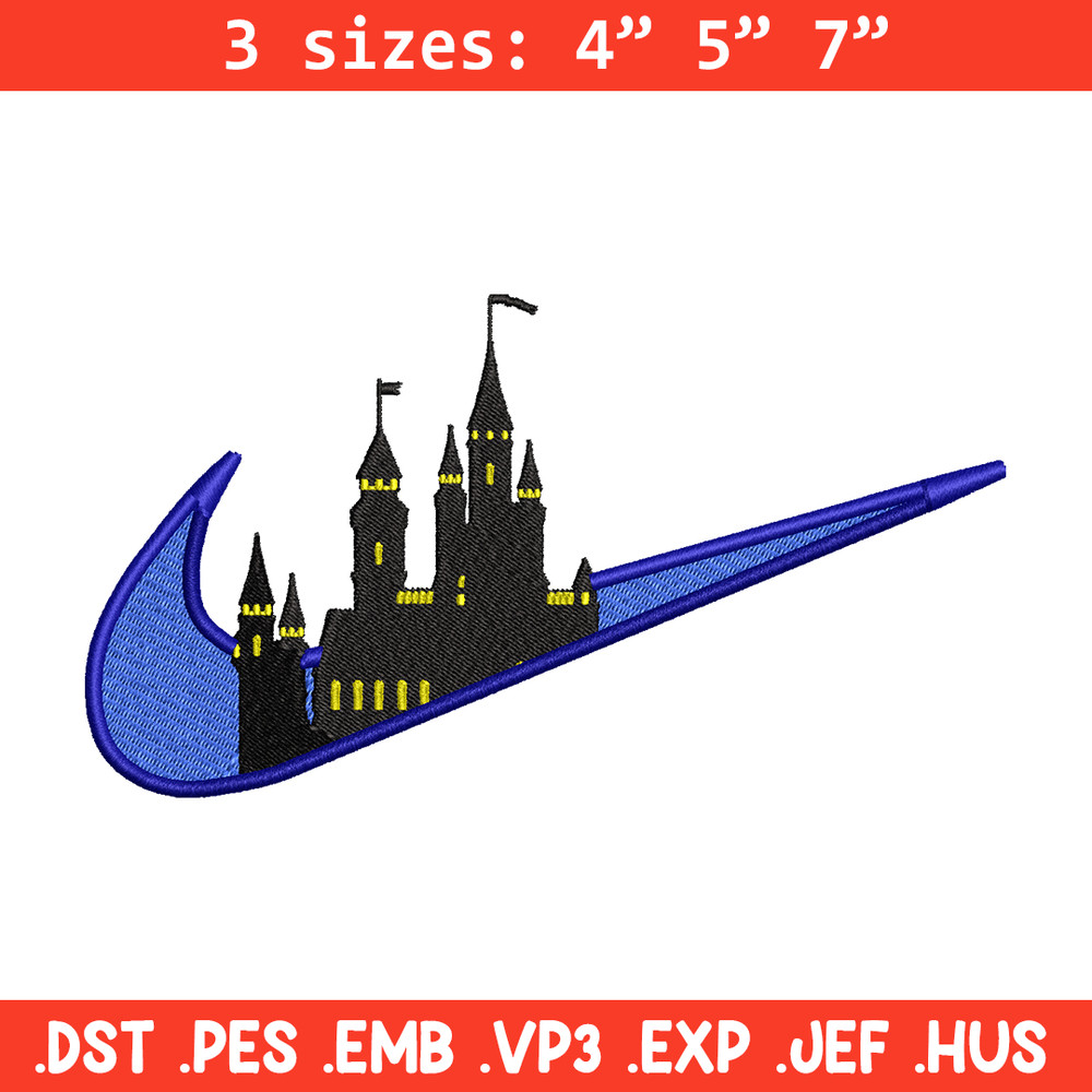 Castle Nike embroidery design, Castle embroidery, nike design, embroidery file, logo shirt, Digital download.jpg