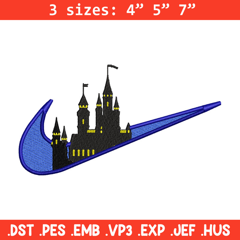 Castle Nike embroidery design, Castle embroidery, nike design, embroidery file, logo shirt, Digital download.jpg