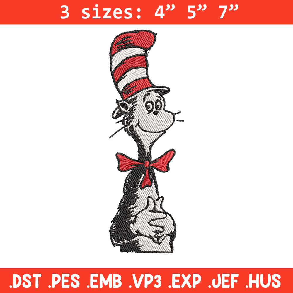 Cat in the Hat Logo Embroidery Design, Dr Seuss Embroidery, Embroidery File, Embroidery design, Digital download..jpg