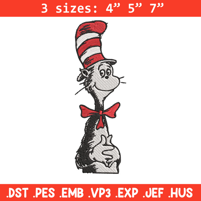 Cat in the Hat Logo Embroidery Design, Dr Seuss Embroidery, Embroidery File, Embroidery design, Digital download..jpg