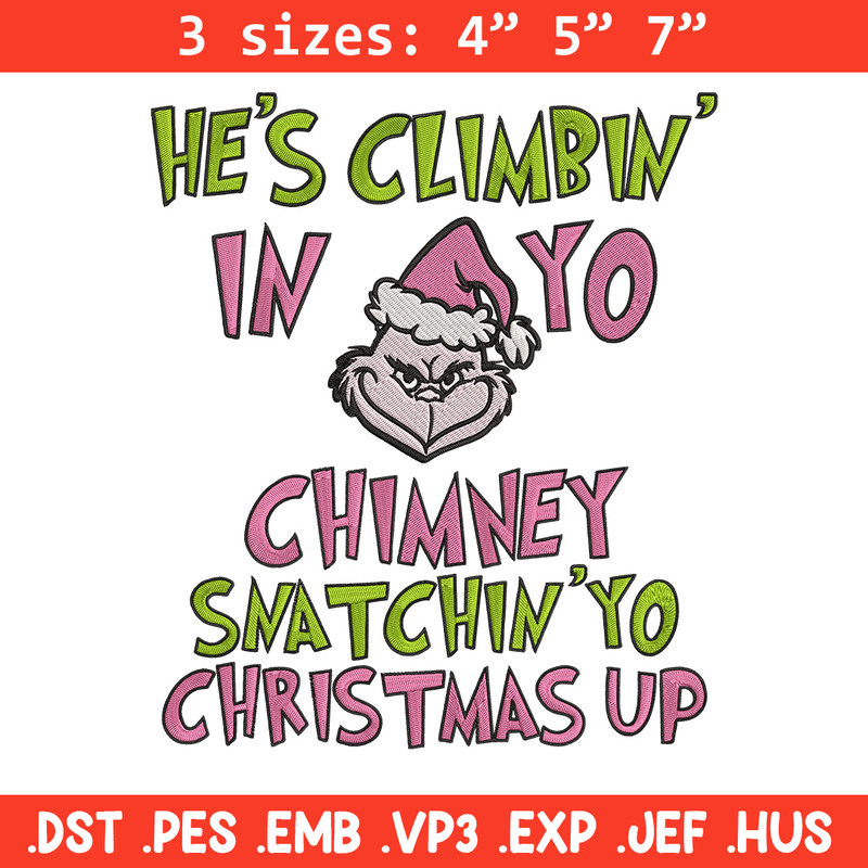 Chrismas up Embroidery Design, Grinch Embroidery, Embroidery File, Chrismas Embroidery, Anime shirt, Digital download.jpg