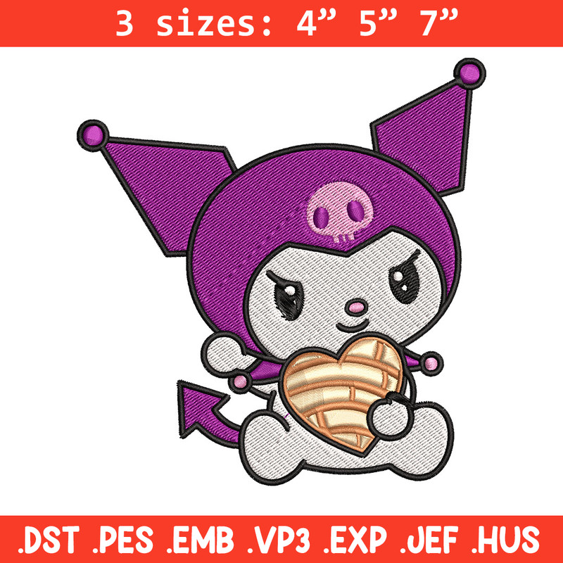 Concha Kuromi Embroidery Design, Kuromi cartoon Embroidery, Embroidery File, Cartoon shirt, Digital download..jpg