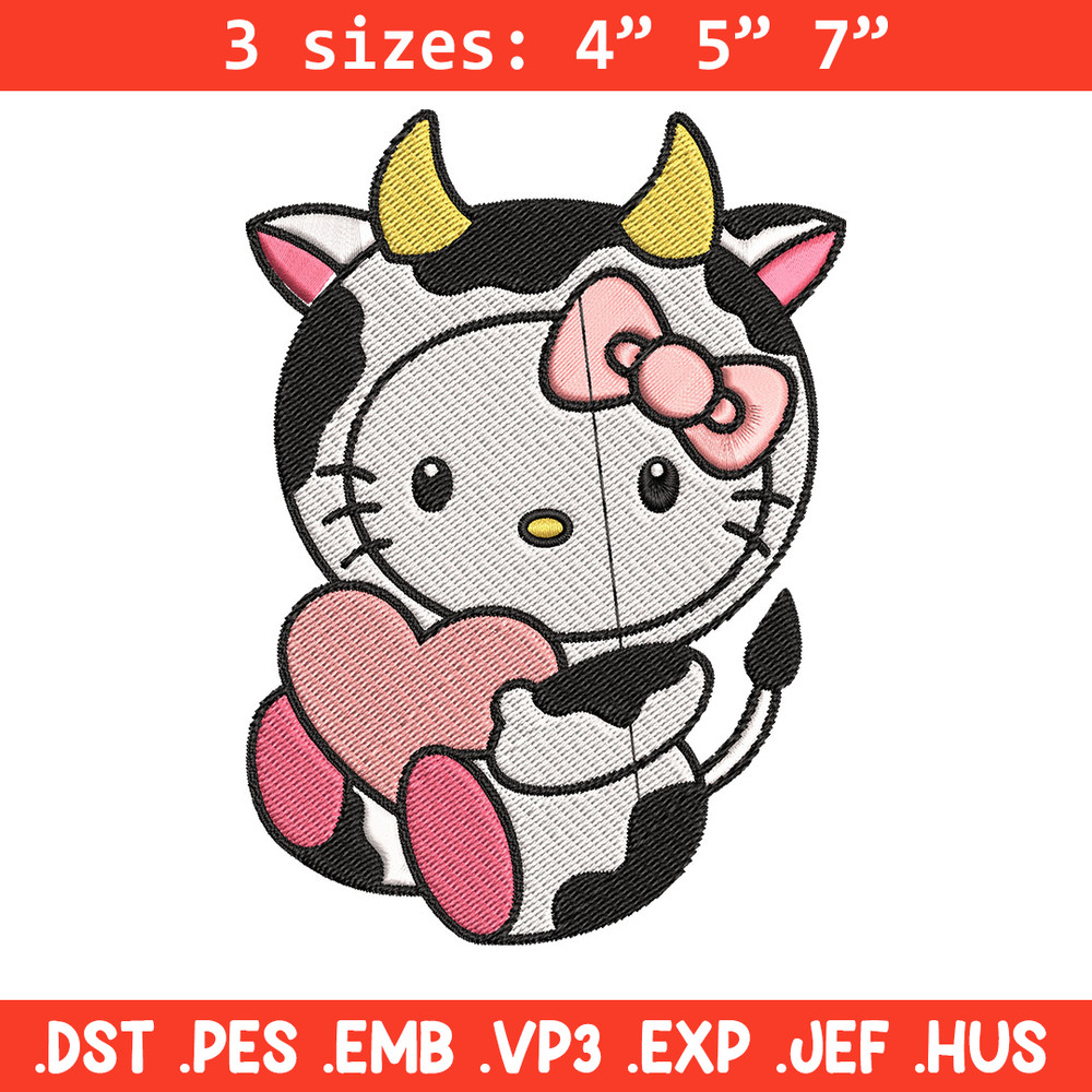 Cow Hello Kitty With Heart Embroidery Design, Hello Kitty Embroidery, Embroidery File, Cartoon shirt, Digital download..jpg