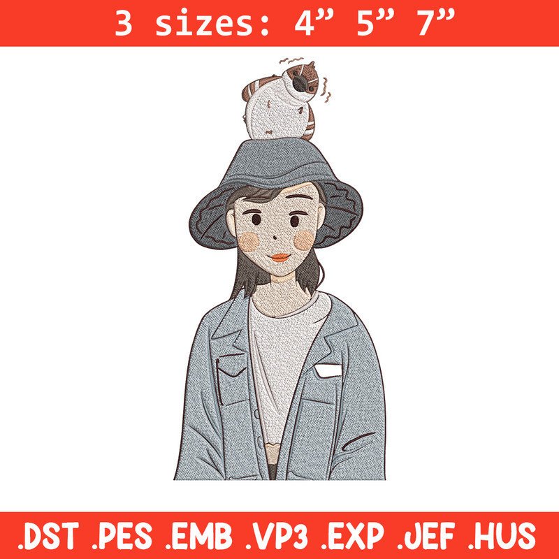 Cute girl Embroidery Design, Cartoon Embroidery, Embroidery File, Anime Embroidery, Anime shirt, Digital download.jpg