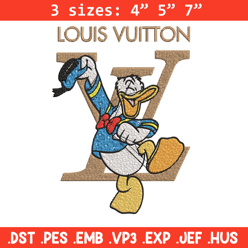 Duck cartoon lv Embroidery Design, LV Embroidery, Brand Embroidery, Embroidery File, Logo shirt, Digital download.jpg
