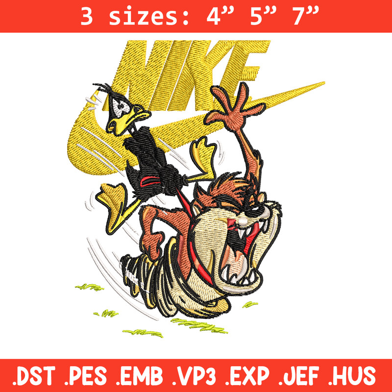 Duffy and Taz Nike Embroidery design, cartoon Embroidery, Nike design, Embroidery file, logo shirt, Instant download..jpg