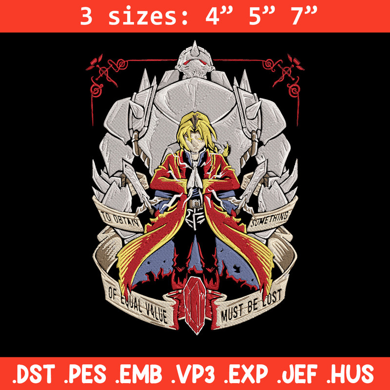 Edward Elric Embroidery Design, Fullmetal Embroidery,Embroidery File,Anime Embroidery, Anime shirt, Digital download.jpg