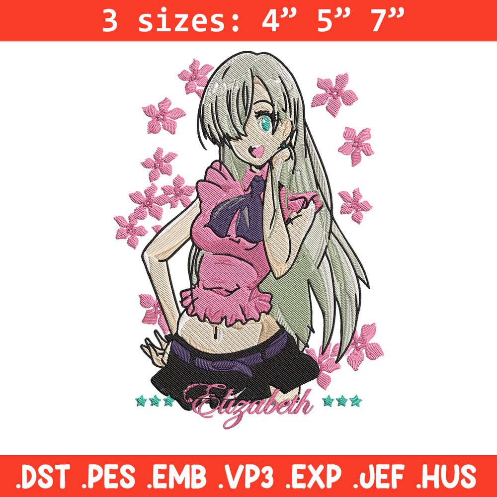 Elizabeth Embroidery Design, Seven Deadly Sins Embroidery, Embroidery File,Anime Embroidery,Anime shirt,Digital download.jpg