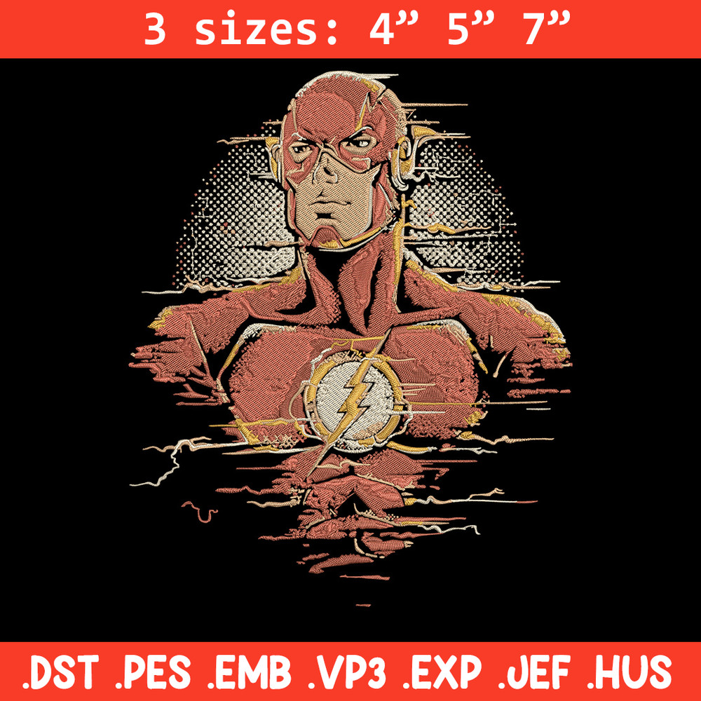 Flash poster Embroidery Design, DC comics Embroidery, Embroidery File, Anime Embroidery, Anime shirt, Digital download.jpg