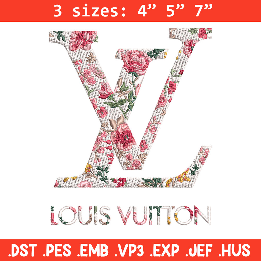 Flower louis vuitton Embroidery Design, Lv Embroidery, Embroidery File, Brand Embroidery, Logo shirt, Digital download.jpg