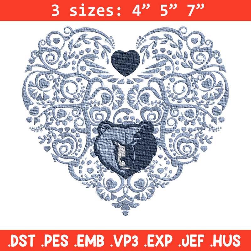 Memphis Grizzlies heart embroidery design, NBA embroidery, Sport embroidery,Embroidery design, Logo sport embroidery.jpg
