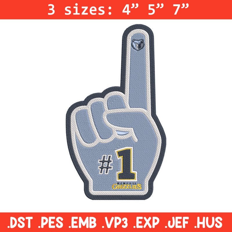 Memphis Grizzlies no 1 embroidery design,NBA embroidery,Sport embroidery,Embroidery design, Logo sport embroidery..jpg