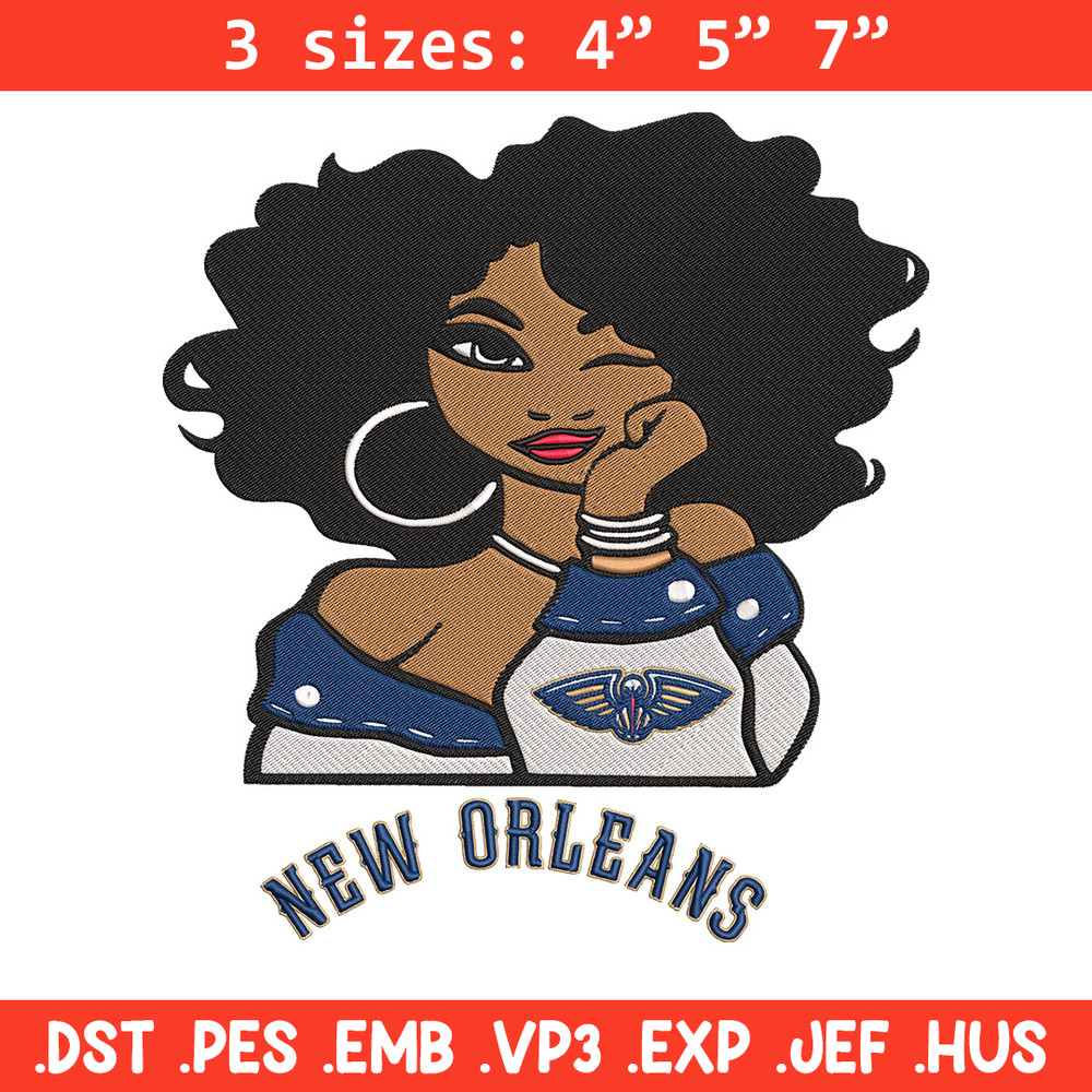 Orleans Pelicans girl embroidery design, NBA embroidery,Sport embroidery, Logo sport embroidery,Embroidery design..jpg