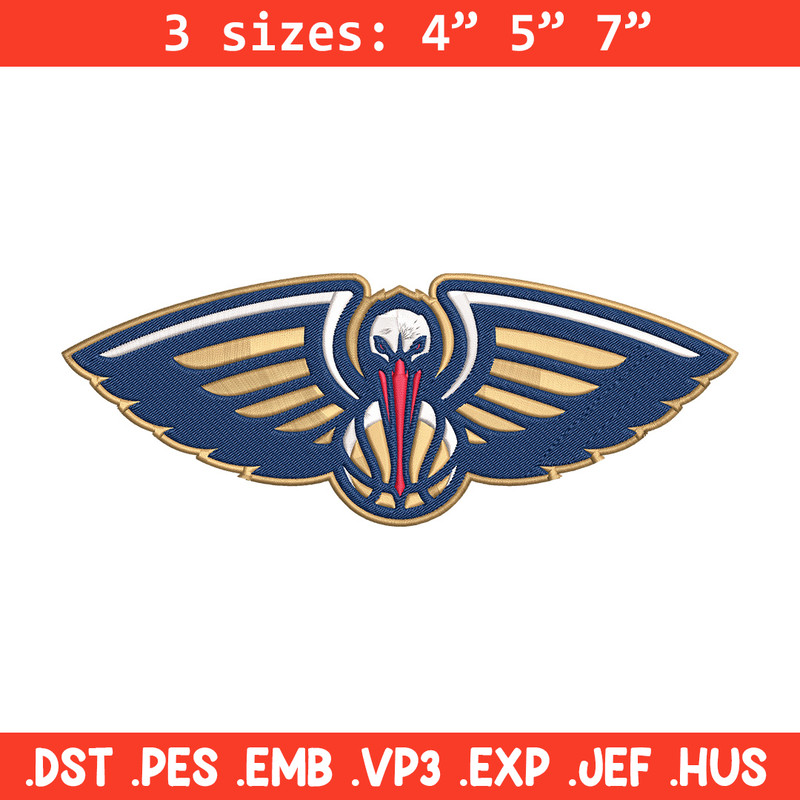 Orleans Pelicans logo embroidery design, NBA embroidery, Sport embroidery, Embroidery design, Logo sport embroidery.jpg