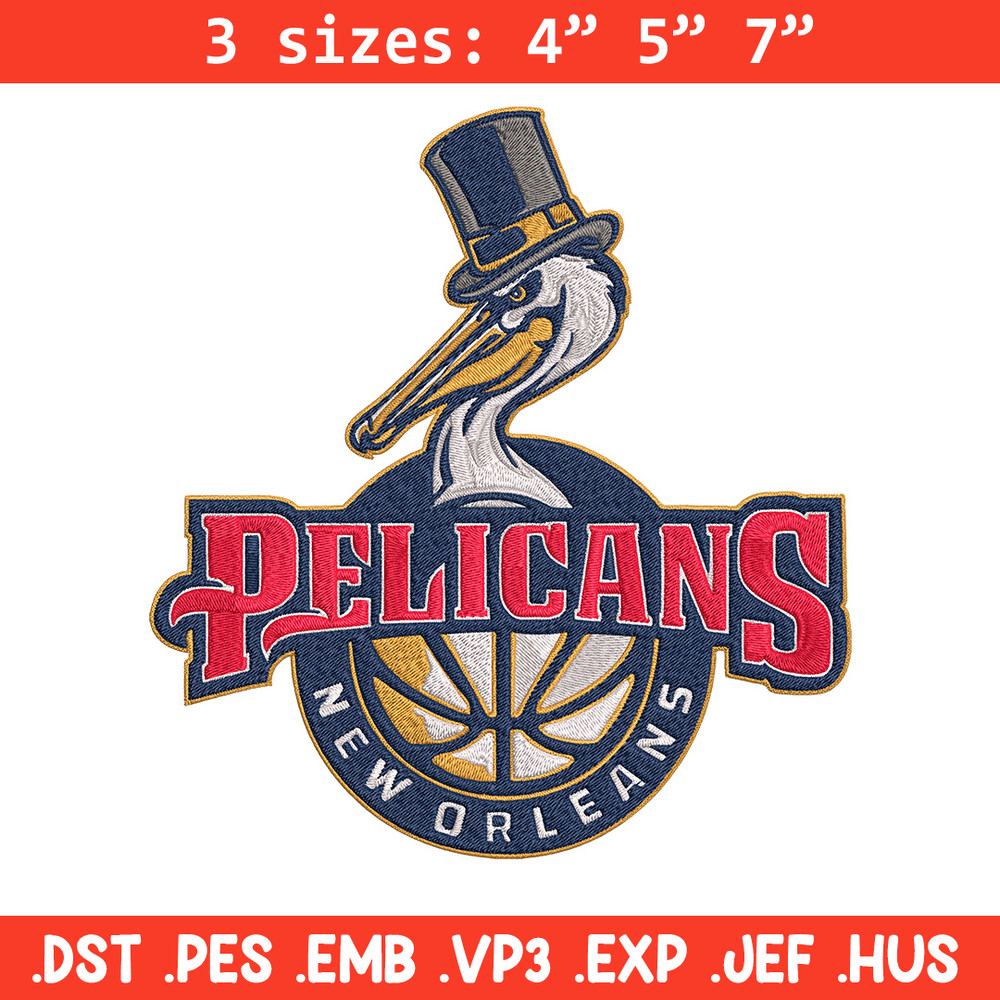 Orleans Pelicans logo embroidery design, NBA embroidery, Sport embroidery, Logo sport embroidery, Embroidery design.jpg