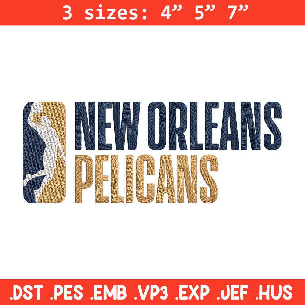 Orleans Pelicans logo embroidery design, NBA embroidery, Sport embroidery,Embroidery design,Logo sport embroidery.jpg